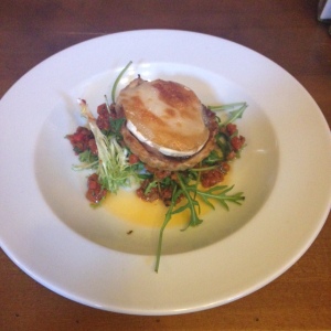 Gloucester Old Spot - caramelised red onion tart with Goats cheese